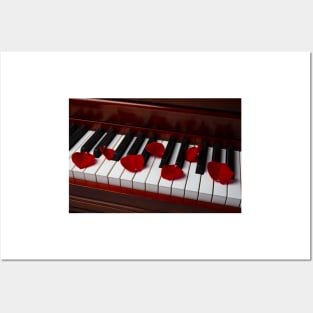 Red Rose Petals On Piano Keys Posters and Art